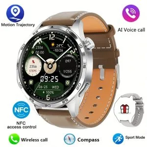 2025 שעון חכם   חדש לגברים gps מסלול תנועה, מסך hd 1.53 אינץ ai קולי קריאה אלחוטית nfc סמארטוואטץ,  + מצבי ספורט, שעון ספורט אופניים, מצפן מעקב כושר לגברים חג המולד, מתנות לשנה החדשה - jewelry & accessories - Temu   - צבע : דמוי עור כסוף